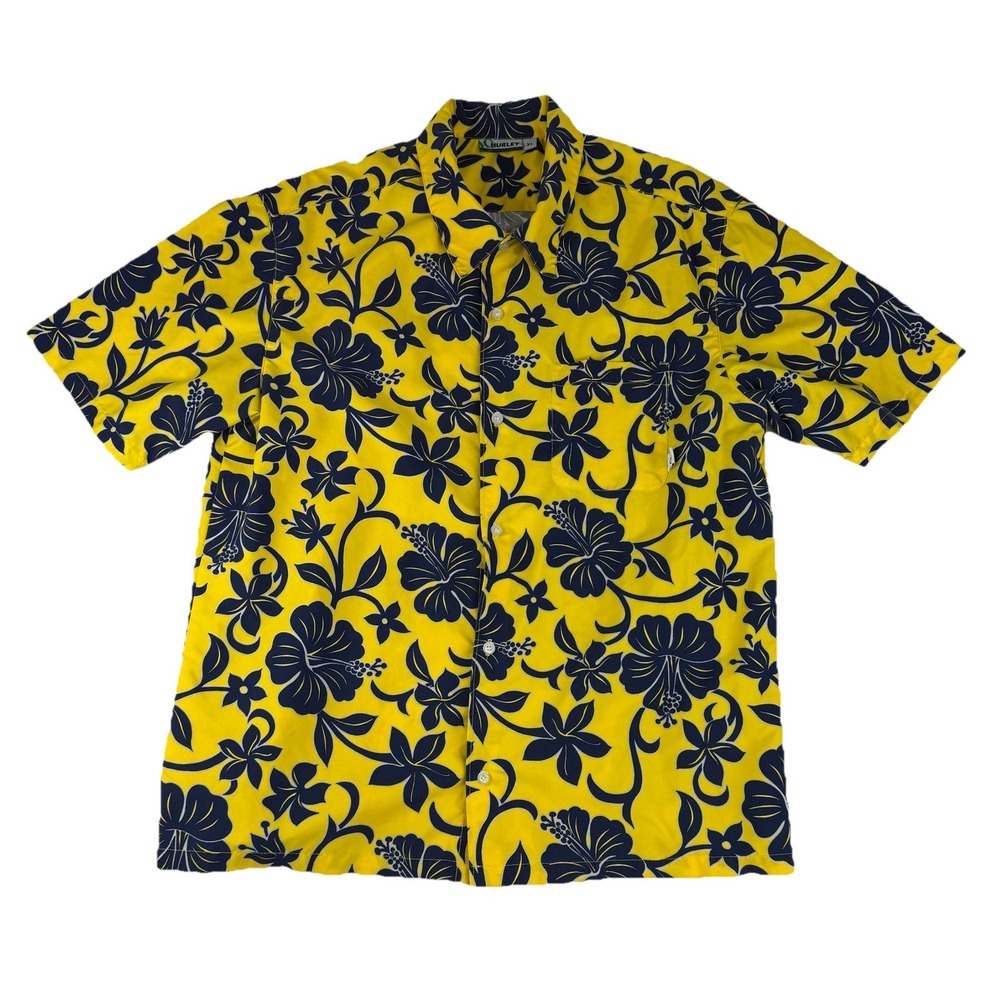 Hurley Hawaiian Floral Shirt Men's XL Button Down Short Sleeve USA Single Stitch